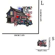 1/2/3 piezas Parches de transferencia con plancha con diseño de bandera americana y camión vintage, parches de transferencia de poliéster multicolor, tamaño grande, para decorar manualmente ropa y accesorios en camisetas, gorros, bolsas y vaqueros - Multicolor - Ver 3