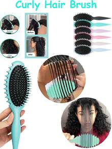 Hair brushes-EU+UK 2025新款卷发造型梳 - 男女通用防毛躁顺滑卷发梳，不拉扯头发，轻松打造完美卷发和波浪。适用于理发店、美容院、返校季、旅行度假等场合。女士美发配件，包括梳子、直发梳、木梳、卷发梳等。美发造型工具，适用于发型设计、美发、梳子、梳子套装、卷发梳、直发梳、女士梳子、美发配件、理发店等。 - 彩色 - 查看 3