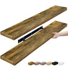 2 Pack Floating Shelves For Wall - 2 Long 35 X 9 Inch Floating Shelves For Bedroom, Kitchen, Living Room, Bathroom Shelves, Home Decor, Farmhouse - Wall Mounted Floating Shelves - Walnut - View 1