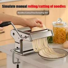 Stainless Steel Fresh Pasta Maker Roller Machine, With Adjustable Thickness Settings,Perfect For Homemade Spaghetti Fettuccini Noodles And Lasagna,Includes Removable Handle And Clamp (Silver) - Bạc - Xem 2