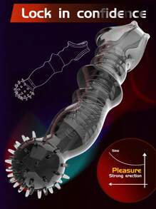 Funda pene de juguete sexual negra transparente que simula un pene de lobo y forma de pene animal, para experimentar una estimulación sexual talla grande interesante. Longitud de crecimiento 8CM. Producto sexy de SM, funda pene transparente con partículas suaves