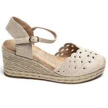 Sandalias compensadoras con motivos florales - novias y novios con un estilo sencillo y elegante alpargatas - Beis - Ver 4