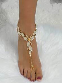 1 pieza Tobillera europea y estadounidense de moda con cristales florales, anillo para el dedo del pie sexy para mujer, adecuado para boda, fiesta en la playa, banquete