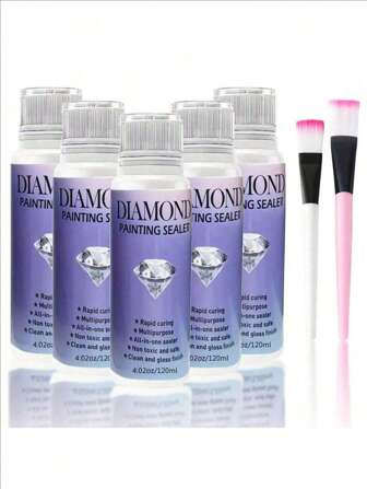 60/120/200ml Diamond Painting Sealing Kit, 5D Diamond Painting Glue With Brush, Permanent Fixative And Shiny Accessories, Suitable For Diamond Painting And Puzzles