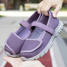 Adjustable Women Barefoot Walking Shoes, Loose Fit Breathable Fabric Slip-On Flat Casual Shoes Suitable For Diabetes And Arthritis, Edema Support, Indoor/Outdoor Leisure Sport Shoes, Lightweight Soft Sole, Foot Care