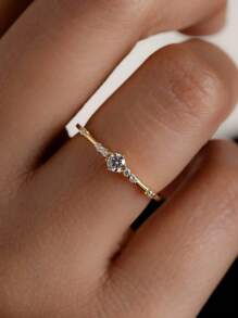 1 pièce Bague ouverte mince et délicate avec 7 pierres scintillantes de luxe minimaliste