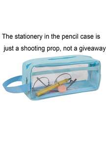 1 件时尚 PVC 防水铅笔盒，创意便携式透明文具收纳袋，商务旅行必备学校用品，铅笔袋，书包 - 彩色 - 查看 9