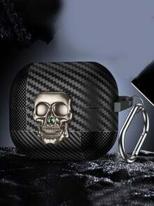 1 件碳纤维骷髅设计蓝牙耳机保护套带开关锁，兼容 Apple 1/2/3/4/Pro/Pro2 和 Galaxy Buds3/3Pro（不含耳机） - 純色 - 查看 9