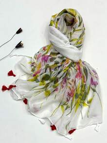 New Bohemian Scarf, Lightweight Breathable Fashion Printed Tassel Shawl, Elegant Style Women's Sun Protection Holiday Travel Scarf - Multicolor - View 4