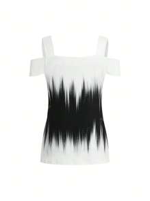 Completo da vacanza estiva per donna, elegante maglietta a spalle scoperte con stampa floreale, blusa estiva casual
