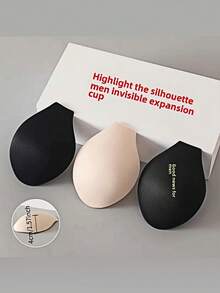 3PCS Men's Visual Sexy Body Shaping Thickened Sponge Pads Larger Thickened Swimming Trunks With Cup Underwear U-Shaped Three-Dimensional Groin Pads