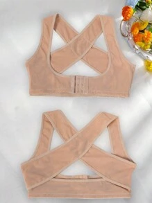 Women Apricot Front Buckle Shapewear Sports Bra For Workout Adjustable Women Shapewear Invisible Lift Bra And Correct Posture Chest Expander Sports Fitness Light Bralette