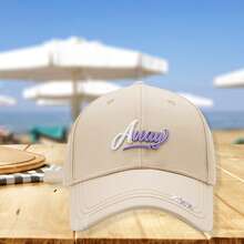 Women Baseball Cap, Embroidery Letters Adjustable Hat Ponytail Baseball Hat For Casual Daily - Beige - View 6
