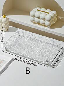 1/2 件透明亚克力化妆托盘，坚固耐用，易于清洁的化妆品收纳盒 - 無色 - 查看 13