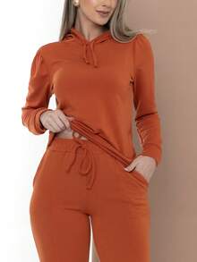 Casual Sweatshirt Set Of Blouse And Pants C3111 - 亮橙色 - 查看 5