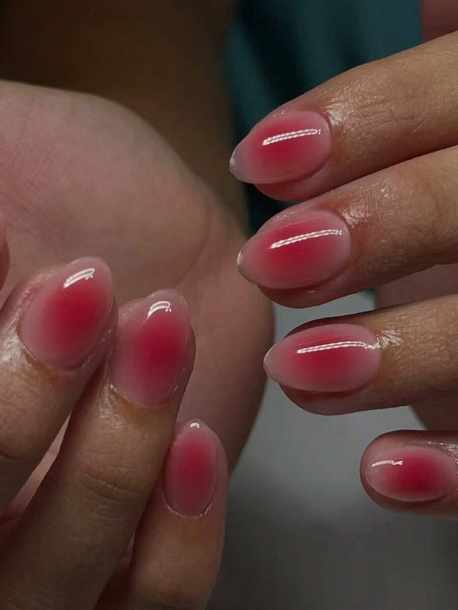BabyBoomers Nails ,24pcs Short Oval With Glitter And Blush Design French Tip Press-On Nails Short Fit Perfect Acrylic False Nails Set Including: 1pc Jelly Glue And 1pc Nail File, Baby Boomers Nails Suitable For Women And Girls Daily Life And Party Use