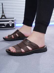 Nouvelles sandales plates décontractées mode hommes, pantoufles confortables à enfiler pour la maison/la plage avec semelle antidérapante durable et respirante, printemps/été