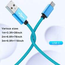 2 Packs USB C 60W Fast Charger Cable, 3.3/6.6/10ft Long USB Type C Cables 1Pack Purple Red Blue USB A To USB C Nylon Braided Android Charger Cord Compatible With Samsung Galaxy S23 Ultra/S23/S23+/S22/S22 Ultra/S22+/S21 Ultra/S20 Ultra/Note 20/Note 10/ Fold 3 Nan Fast Charging