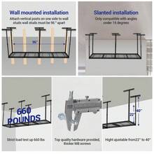 Danolapsi 4x6 FT Overhead Garage Storage Rack, 22"-40" Height Adjustable Ceiling Storage Rack 660lbs Weight Capacity, Heavy Duty Metal Hanging Storage Shelves For Garage - 6 columns - View 5