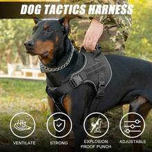 Arnés táctico para perros, chaleco de entrenamiento para mascotas Doberman Pinscher, arnés para perros pequeños, medianos y grandes, a prueba de explosiones - Verde - Ver 6