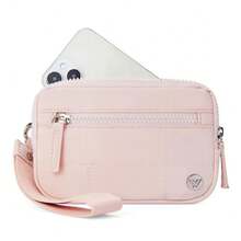 WESTBRONCO Puffer Wristlet Wallets Bag For Women Nylon Quilted With 3 Zipper Purse For Credit Card Holder Phone With RFID Blocking SpringTok - Hồng - Xem 1