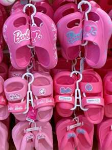 Barbie 1 Pair Women's Bathroom Slippers, EVA Material Fashionable Sandals, Bathroom Non Slip Slippers, Beach Shoes, Home Shoes, Outdoor Walking Shoes, Home Decoration, Suitable Gifts For Girlfriends, Back To School Season Gifts, Birthday Gifts, Sandals For Women, Slides Women Summer Travel, Vacation Home Bathroom Decor Holiday