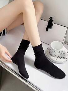 1/4/6 Pairs Women's Comfortable Soft Solid Color Over-The-Knee Socks, Simple Versatile Slouchy Socks With Tassels, Simple Versatile Comfortable Socks (Due To Lighting And Angle During Photography, The Actual Product May Have Slight Color Differences Compared To The Images.), Fall