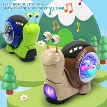 Caracol giratorio motorizado con luz - Juguete electrónico interactivo para niños - Con luces LED y música - Proyección de iluminación y sonido - Reptación para bebés - Apto para niños y niñas