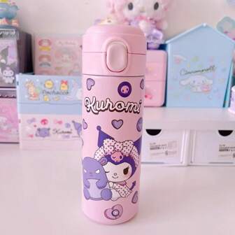 Sanrio 3 pièces/Set Bouteilles d'eau isothermes avec motif de poissons moches Sanrio, Tasses à rabat en acier inoxydable pour étudiants, Tumblers Kuromi