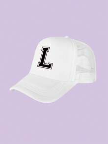 1 Kids White Baseball Caps 26 Letters Printed Baseball Caps, Outdoor Recreational Activities Sunscreen Breathable And Quick Drying, Suitable For Spring And Summer Daily Outdoor Use, Campus Activities - White - View 33