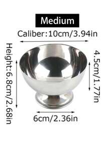 1pc Vintage Style Ice Cream Cup, Yogurt Pudding Cup, Dessert Cup, Short Foot Fruit Bowl, Stainless Steel Ice Cream Cup