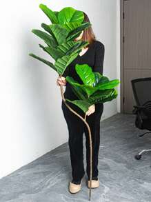 74-165cm Large Artificial Banyan Tree Fake Tropical Rubber Plants Branch Plastic Big Fiddle Leaves Tall Ficus Tree Daily Necessities Green For Home Garden Office Outdoor Decor Without 1pc