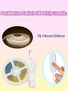 1pc 3.28ft-16.4ft LED Light Strip, 320 LEDs/M, Button Control, 3 Color Temperature Options, Suitable For Party, Room, Kitchen, Home TV, Household Decoration