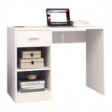 100cm Computer Desk Study Writing Table PC Laptop Desk With Drawer 2 Shelves - White - View 7