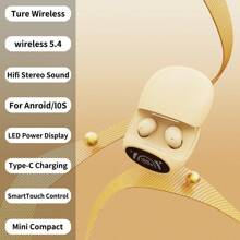 Écouteurs sans fil améliorés avec microphone, écouteurs sans fil miniatures mignons intra-auriculaires avec affichage LED, étui de recharge mini pour hommes et femmes