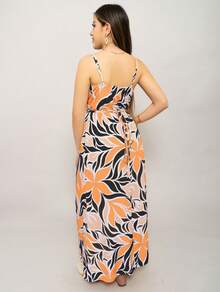 Vestido largo casual de playa para mujer con estampado florar de temporada - Negro - Ver 5