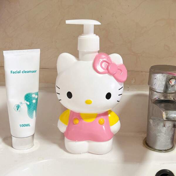 Sanrio Hello Kitty geformte Spenderflasche, süßes Cartoon-Drückflasche für Badezimmer/Küche Handdesinfektion, Seifenspender, süßes Drückdesign, praktisch und bequem