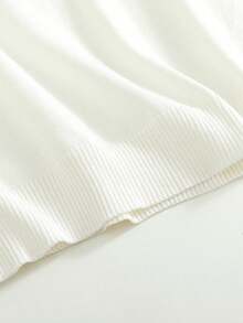 女士基础款休闲短袖针织T恤，夏季白色 - 白色 - 查看 7