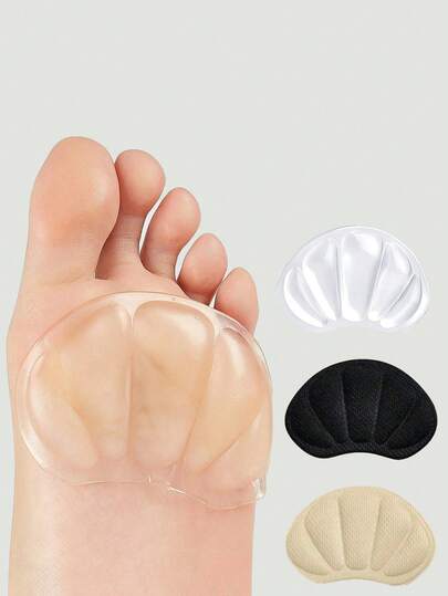 2 件贝壳形前脚垫和脚跟贴，防擦伤防滑透气柔软半码鞋垫