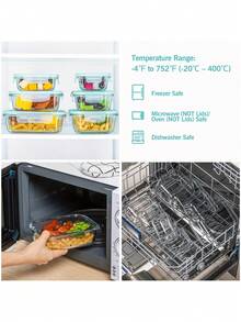 16pcs Large Capacity Food Storage Container, Airtight Glass Lunch Container, Refrigerator Crisper, Airtight Container For Kitchen Organizing, Stackable Glass Food Storage Container Set With Lid For Microwave, Oven, Freezer And Dishwasher - Màu sắc - Xem 8