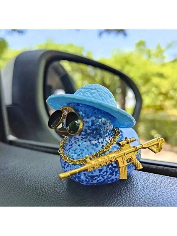 1 Piece Of Blue Cap Rubber Duck Car Rearview Mirror Decoration, Suitable For Rearview Mirrors, Car Decorations, And Car Interiors