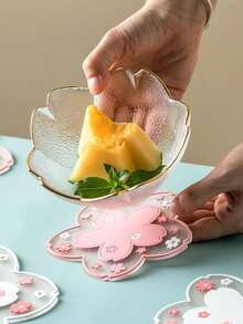 2pcs Cherry Blossom Silicone Cup Coaster PVC Dining Table Mat Heat Insulation Pad Bowl Pad - Multicolor - View 3