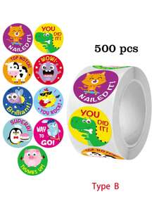 500pcs/Roll Cartoon Animal Stickers, Cute Stationery Stickers For DIY Decoration, Inspiring Reward Stickers, 1 Inch, Suitable For School, Home, Training, Gift Wrapping