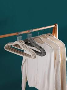 10pcs Pink ABS Clothes Hanger, Minimalist Plain Clothes Hanger For Home