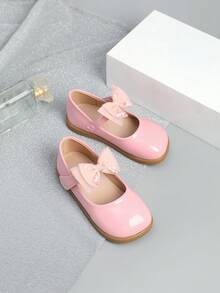 1 Pair Beautiful Girls Bow Flat Shoes, Suitable For Spring & Summer - Pink - View 2