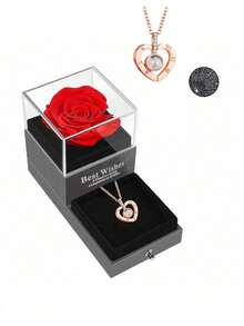 1支永生真玫瑰，配100种语言的“我爱你”项链，送给她、女朋友的礼物，永生真玫瑰花礼品，适合女性、母亲、妻子，适用于情人节、生日、周年纪念日、毕业典礼等场合。 - 彩色 - 查看 8