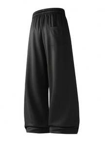 3pcs/Set Men Straight Leg Casual Loose Sport Pants, Fashionable For Outdoor Spring/Summer Black - Black - View 5