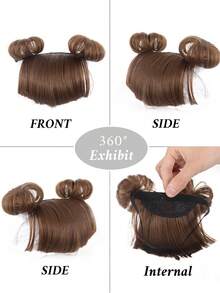 Synthetic Girl Baby Children's Fake Bangs Wig With Rubber Hairband Bangs Chignons Daily Wear Bangs Cosplay Hairpieces Accessories - Brown - View 3