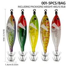 5pcs/Pack 5.7g Simulation Glow Wood Shrimp Lure Lead Sinker Shrimp Bait Clamp Hook Squid Hook Sea Fishing Octopus Squid Bait - Multicolor - View 1