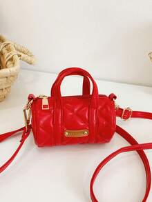 1 件时尚简约纯色儿童包韩版时尚钻石形状迷你桶包婴儿手提包